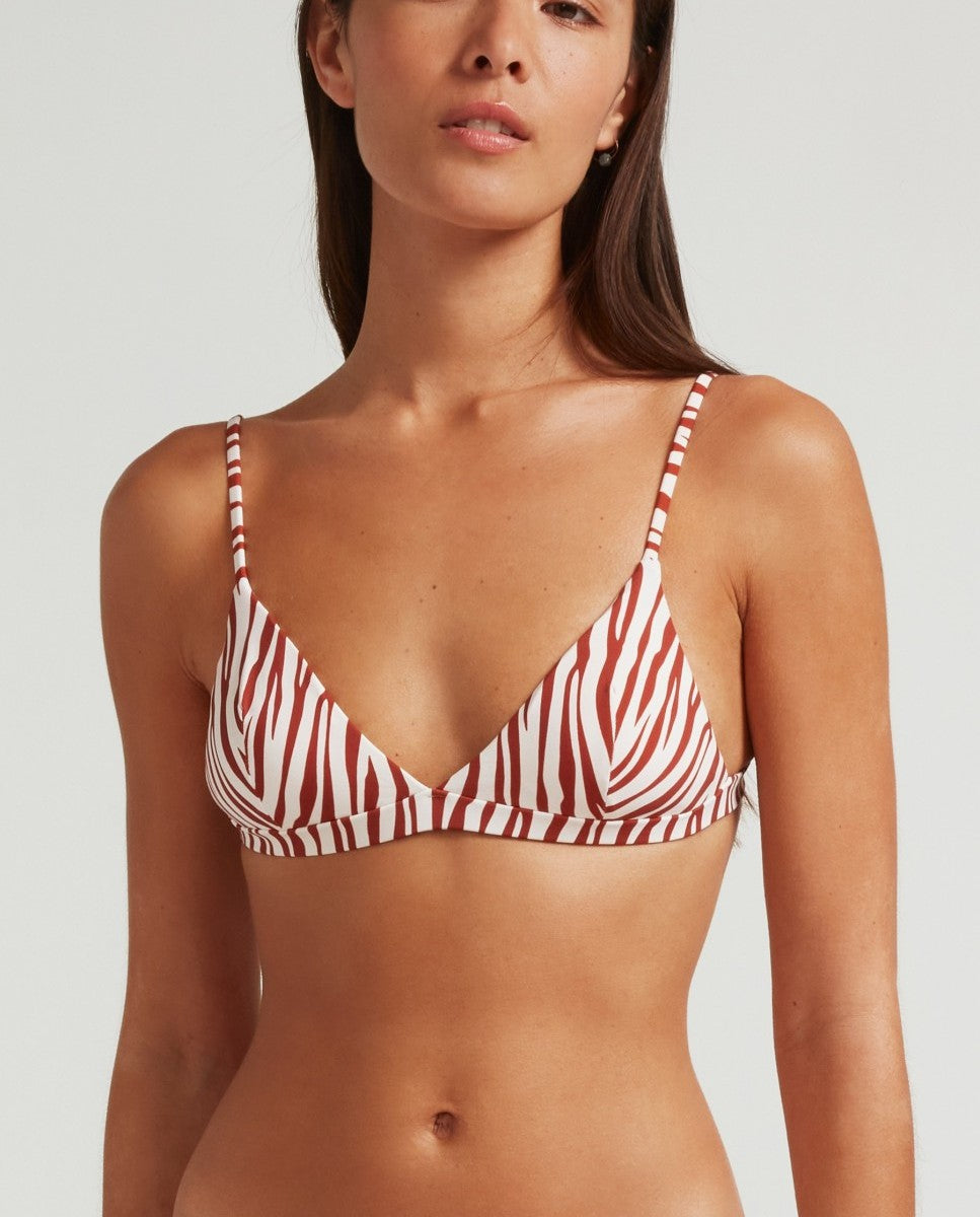 Haut De Bikini Sporty Zebra - Marron