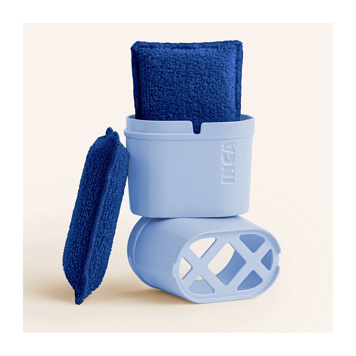 Eponge lavable double absorption bleu avec support