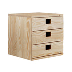 Bloc 3 Tiroirs En Pin Massif - L36,2xH36,2cm - Décor Bois