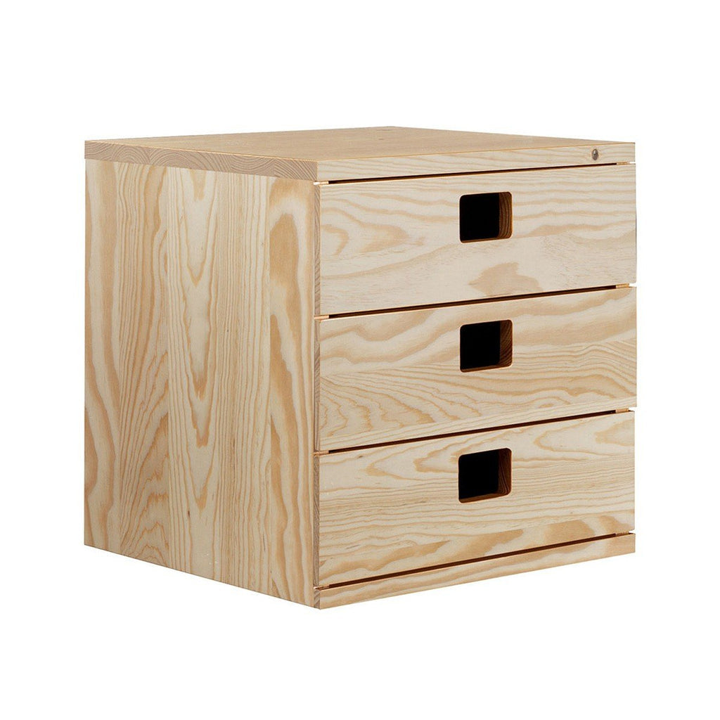 Bloc 3 Tiroirs En Pin Massif - L36,2xH36,2cm - Décor Bois