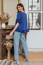 Blouse Lemuel Cobalt - Saaj Paris - The Bradery