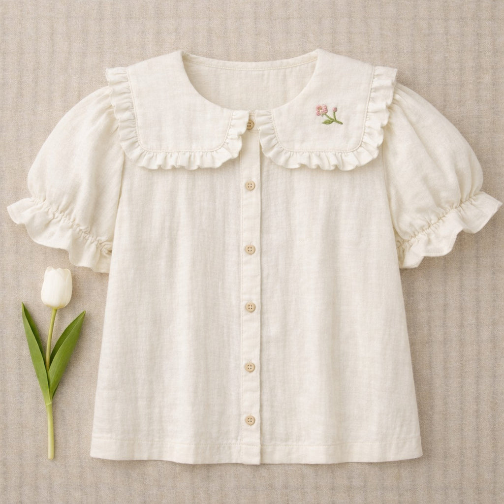 Blouse Paloma Écrue - Fille - Vieux Rose