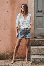 BLOUSE TIPHAINE BLANC COTON - Saaj Paris - The Bradery