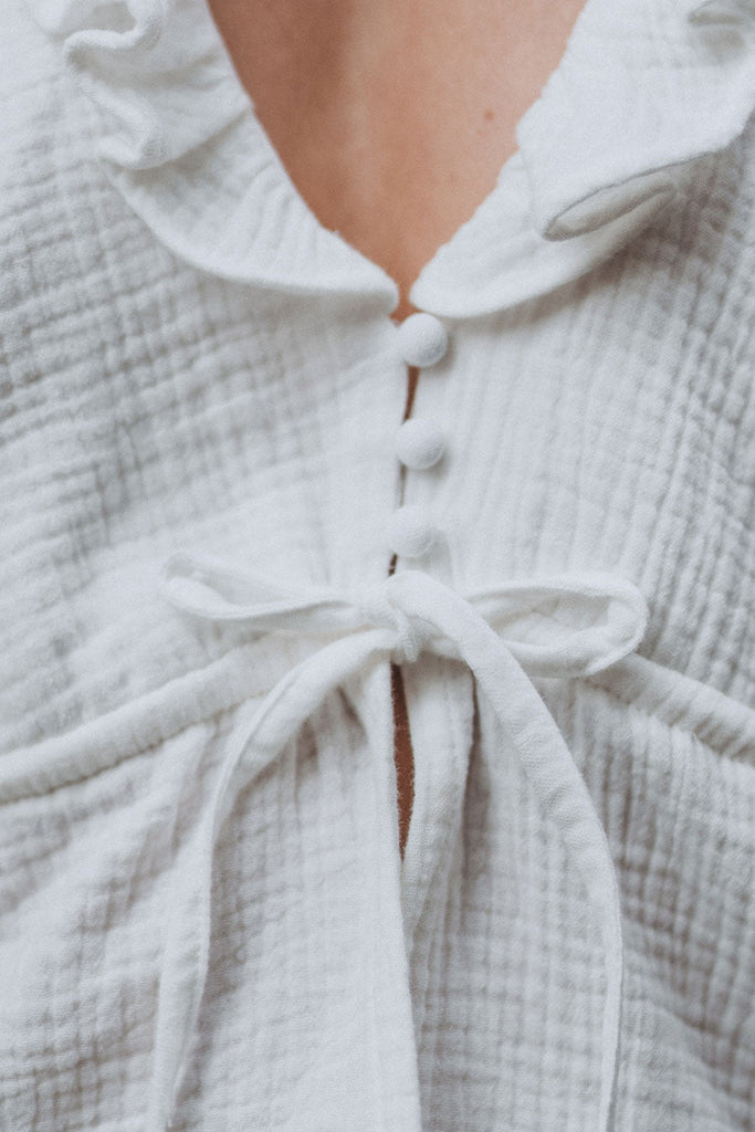 BLOUSE TIPHAINE BLANC COTON - Saaj Paris - The Bradery