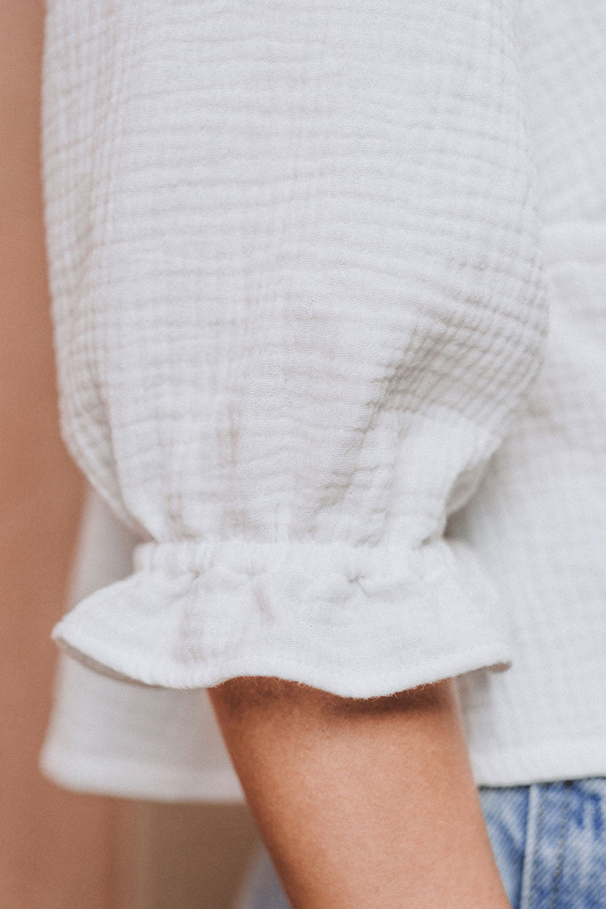 BLOUSE TIPHAINE BLANC COTON - Saaj Paris - The Bradery