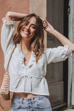 BLOUSE TIPHAINE BLANC COTON - Saaj Paris - The Bradery