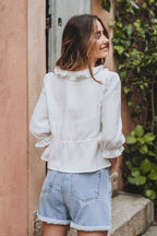 BLOUSE TIPHAINE BLANC COTON - Saaj Paris - The Bradery