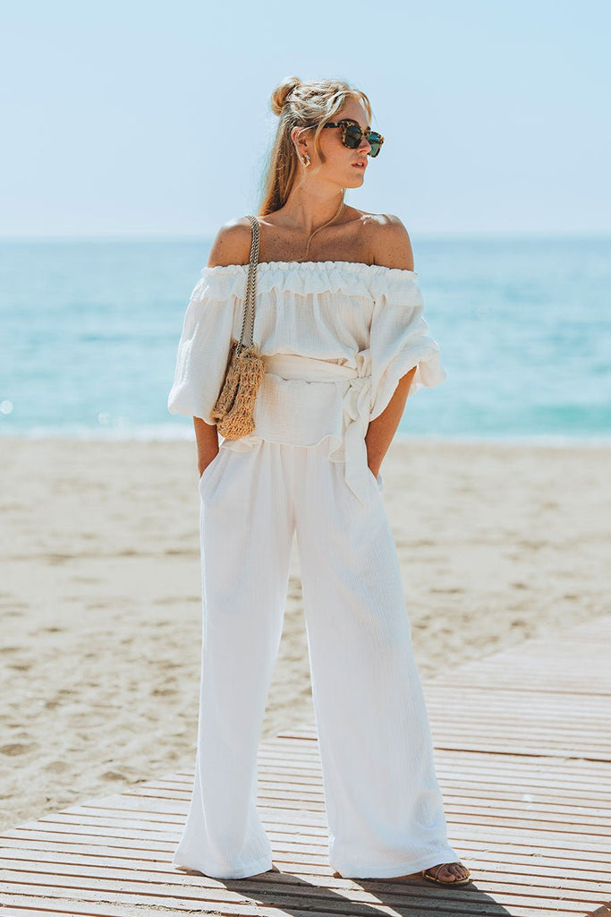 BLOUSE VALÉRIANNE BLANC COTON - Saaj Paris - The Bradery