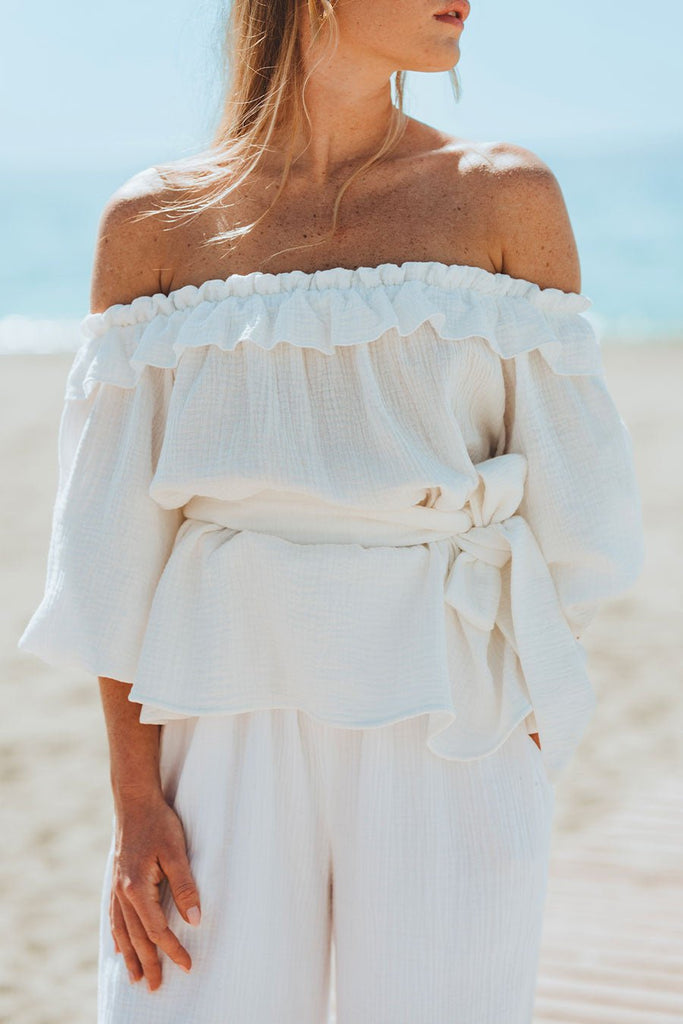 BLOUSE VALÉRIANNE BLANC COTON - Saaj Paris - The Bradery