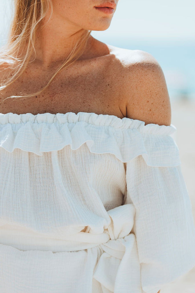 BLOUSE VALÉRIANNE BLANC COTON - Saaj Paris - The Bradery
