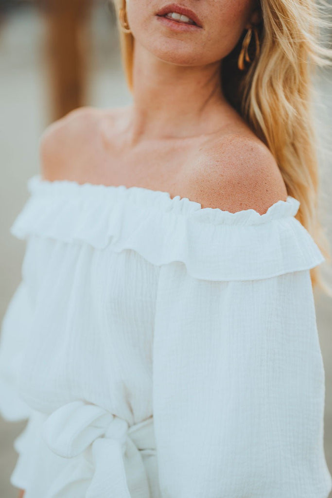 BLOUSE VALÉRIANNE BLANC COTON - Saaj Paris - The Bradery