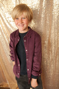 Blouse Yakari - Velours Fin Aubergine - Enfant