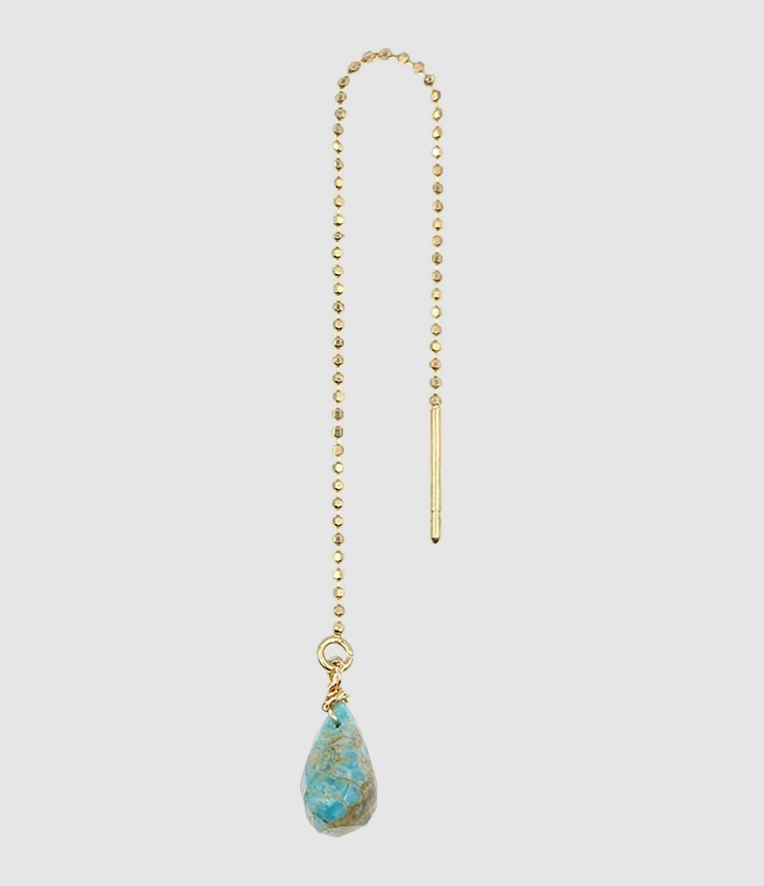 Mon Precieux Gem - Boucle D'Oreille Chaîne Courte Goutte Turquoise (Vendue À L'Unité) - Femme