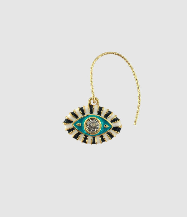 Mon Precieux Gem - Boucle D'Oreille Œil Protecteur Bleu Noir (Vendue À L'Unité) - Femme