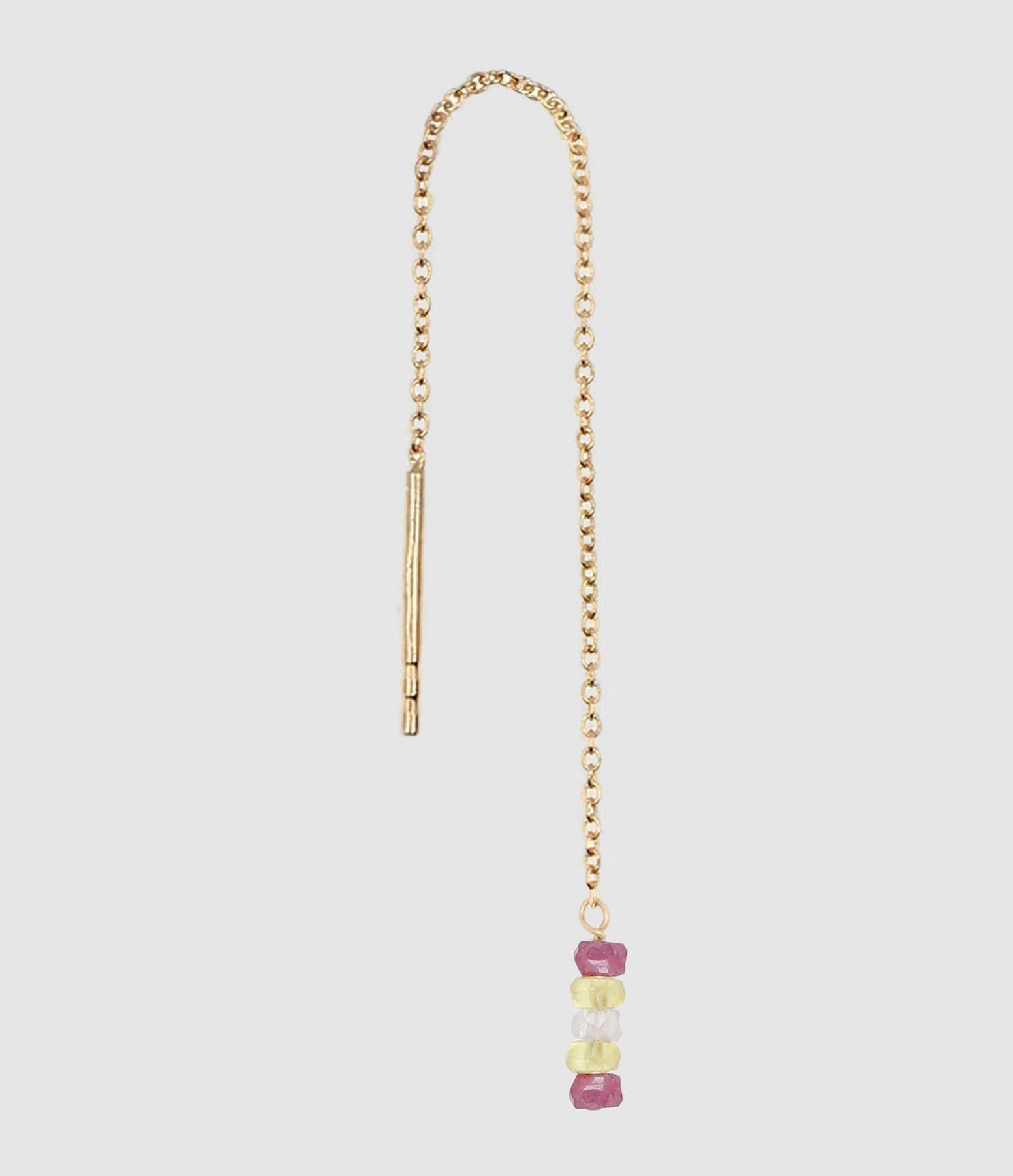 Mon Precieux Gem - Boucle D'Oreille Chaîne Courte Rang Saphir Rose Jaune (Vendue À L'Unité) - Femme