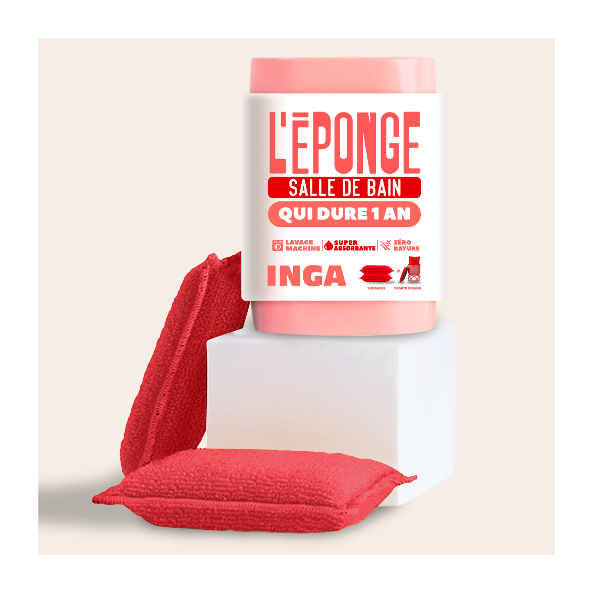 Duo D'Éponges Salle De Bain (avec ou sans support)
