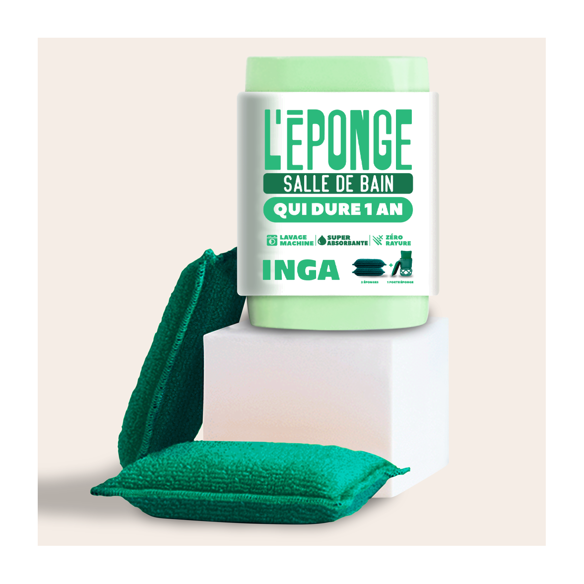 Duo D'Éponges Salle De Bain (avec ou sans support)