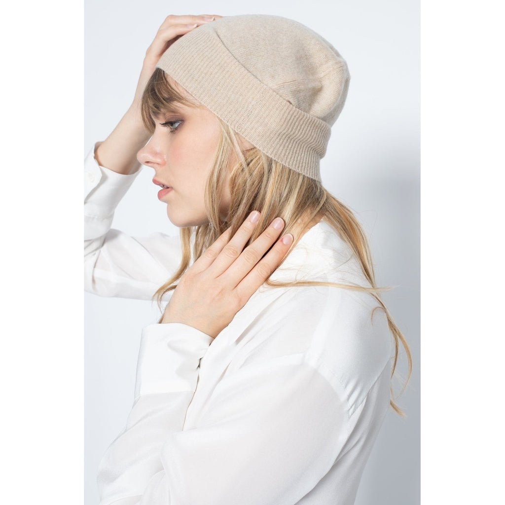 Bonnet Style 1 Faith Beige, 100% Cachemire, 2 Fils, Jersey - Accessoires - Perfect Cashmere - The Bradery