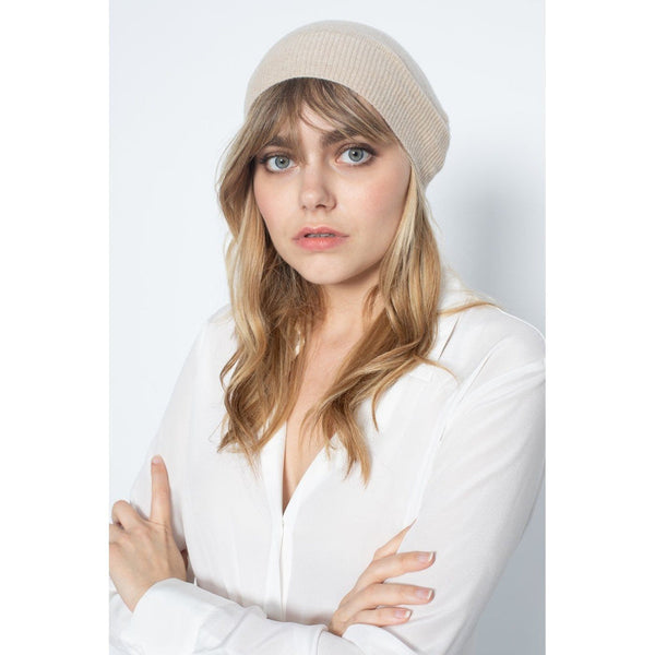 Bonnet Style 1 Faith Beige, 100% Cachemire, 2 Fils, Jersey - Accessoires - Perfect Cashmere - The Bradery