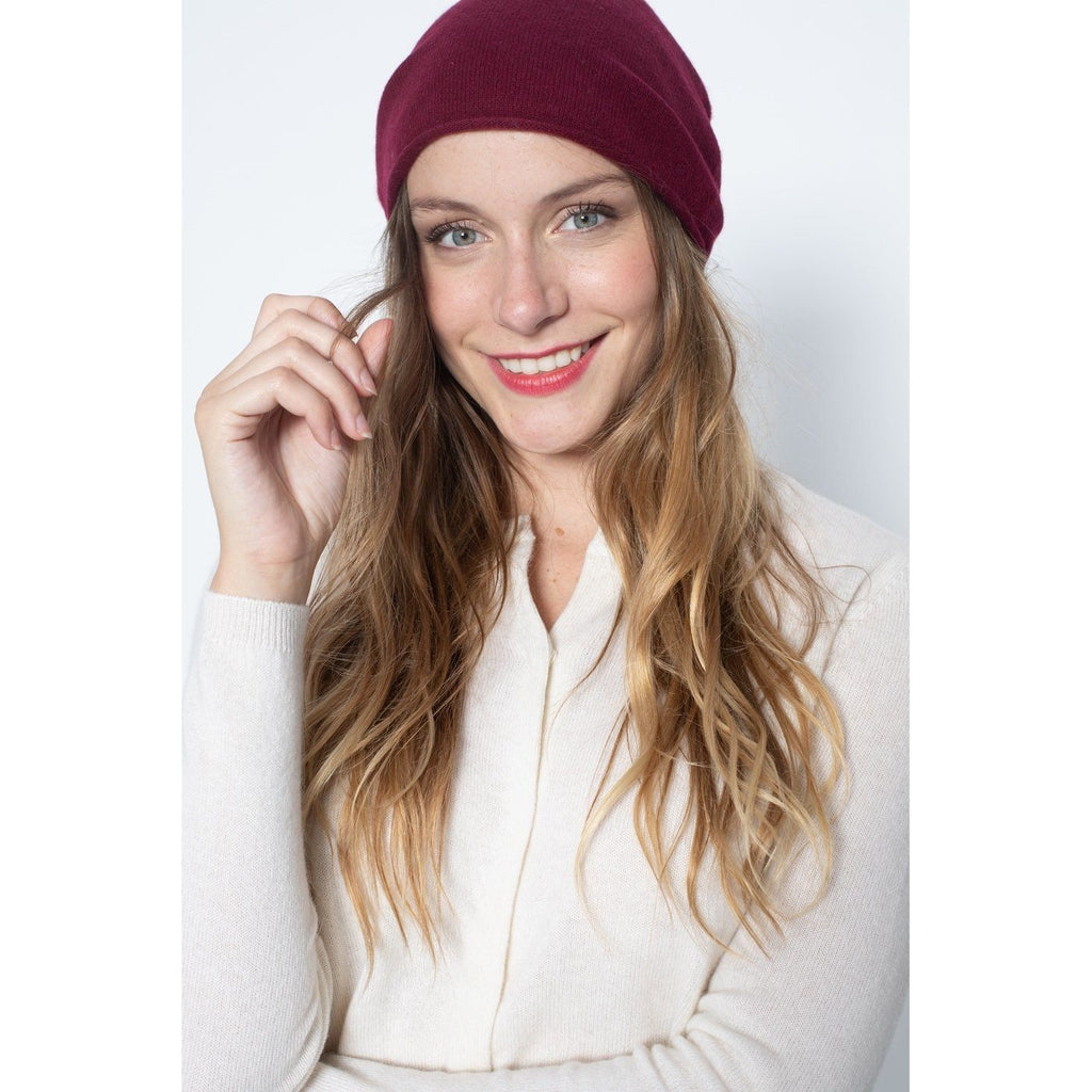 Bonnet Style 2 June Burgundy, 100% Cachemire, 2 Fils, Jersey - Accessoires - Perfect Cashmere - The Bradery