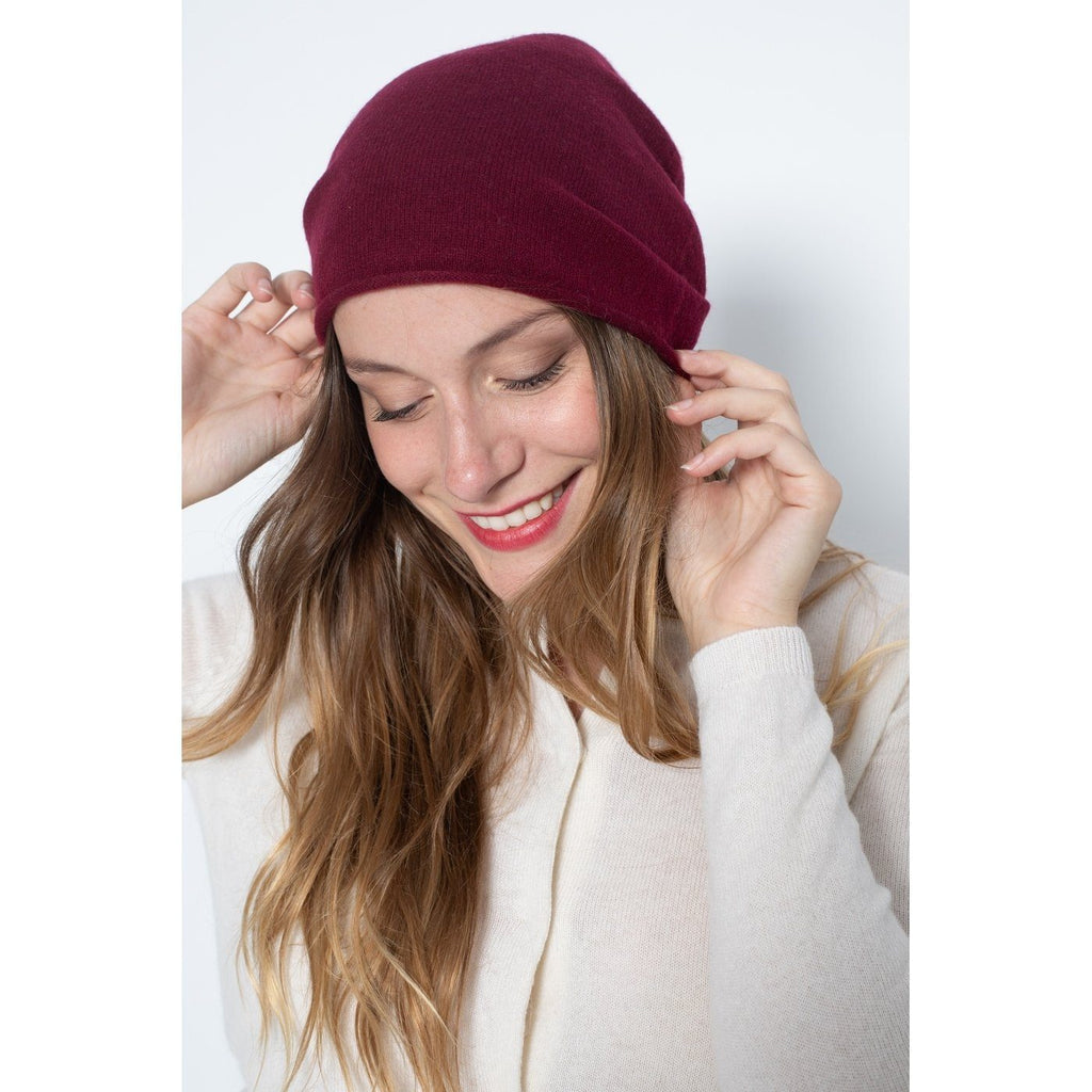 Bonnet Style 2 June Burgundy, 100% Cachemire, 2 Fils, Jersey - Accessoires - Perfect Cashmere - The Bradery
