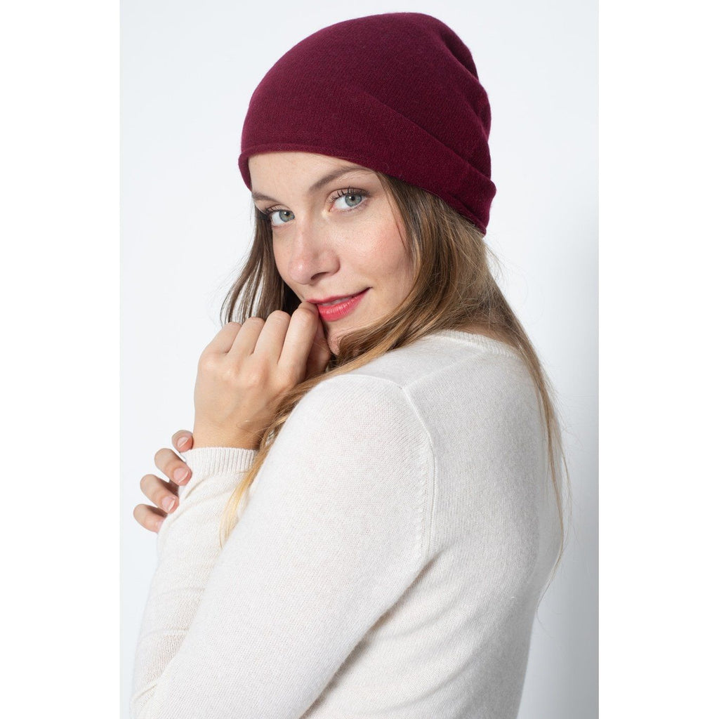Bonnet Style 2 June Burgundy, 100% Cachemire, 2 Fils, Jersey - Accessoires - Perfect Cashmere - The Bradery