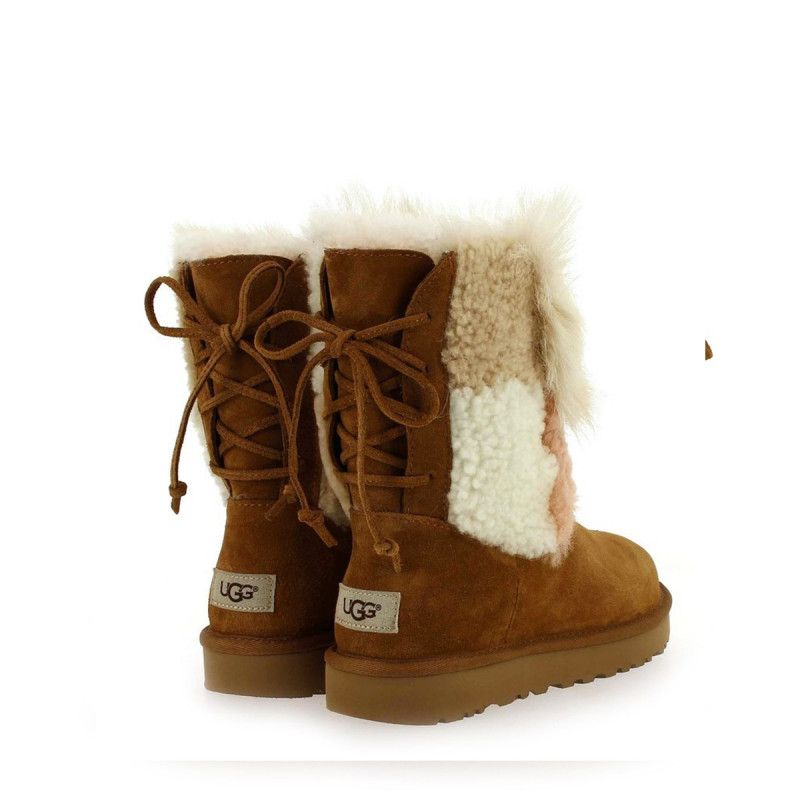 Bottes Classic Short Patchwork Fluff - Beige - Femme - UGG - The Bradery