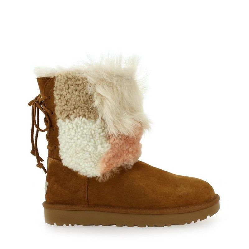 Bottes Classic Short Patchwork Fluff - Beige - Femme - UGG - The Bradery