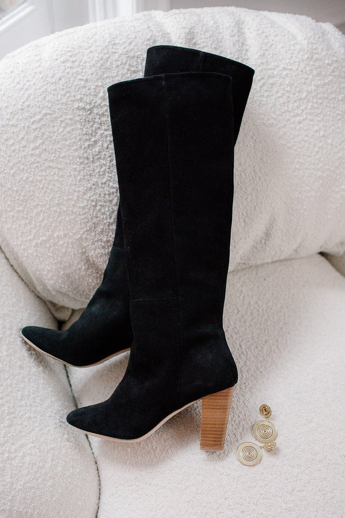 Bottes Orenda Veau Velours - Black - Plume Paris - The Bradery
