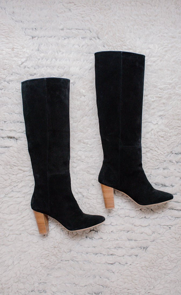 Bottes Orenda Veau Velours - Black - Plume Paris - The Bradery