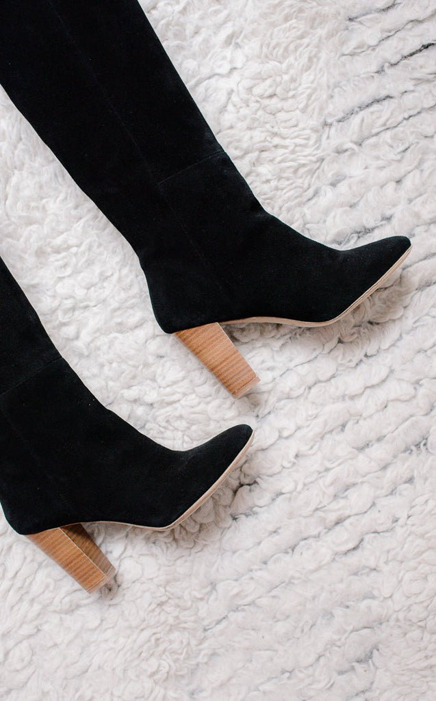 Bottes Orenda Veau Velours - Black - Plume Paris - The Bradery