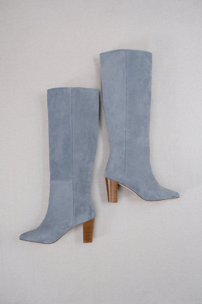 Bottes Orenda Veau Velours - Bleu - Gris - Plume Paris - The Bradery