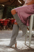 Bottes Orenda Veau Velours - Bleu - Gris - Plume Paris - The Bradery
