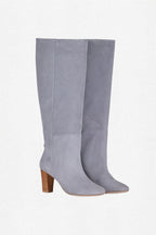 Bottes Orenda Veau Velours - Bleu - Gris - Plume Paris - The Bradery