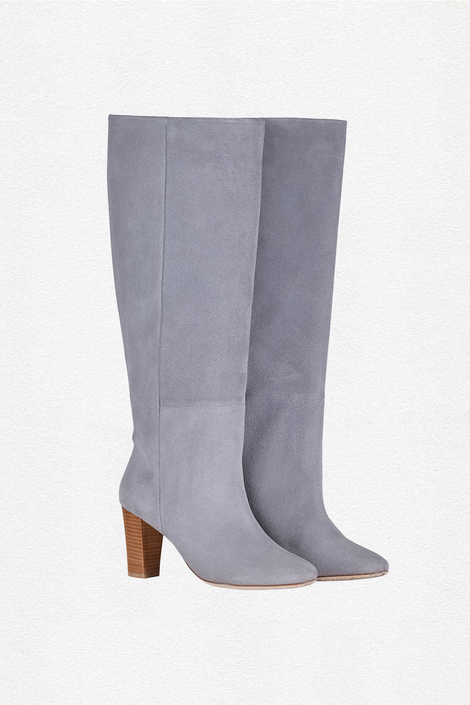 Bottes Orenda Veau Velours - Bleu - Gris - Plume Paris - The Bradery
