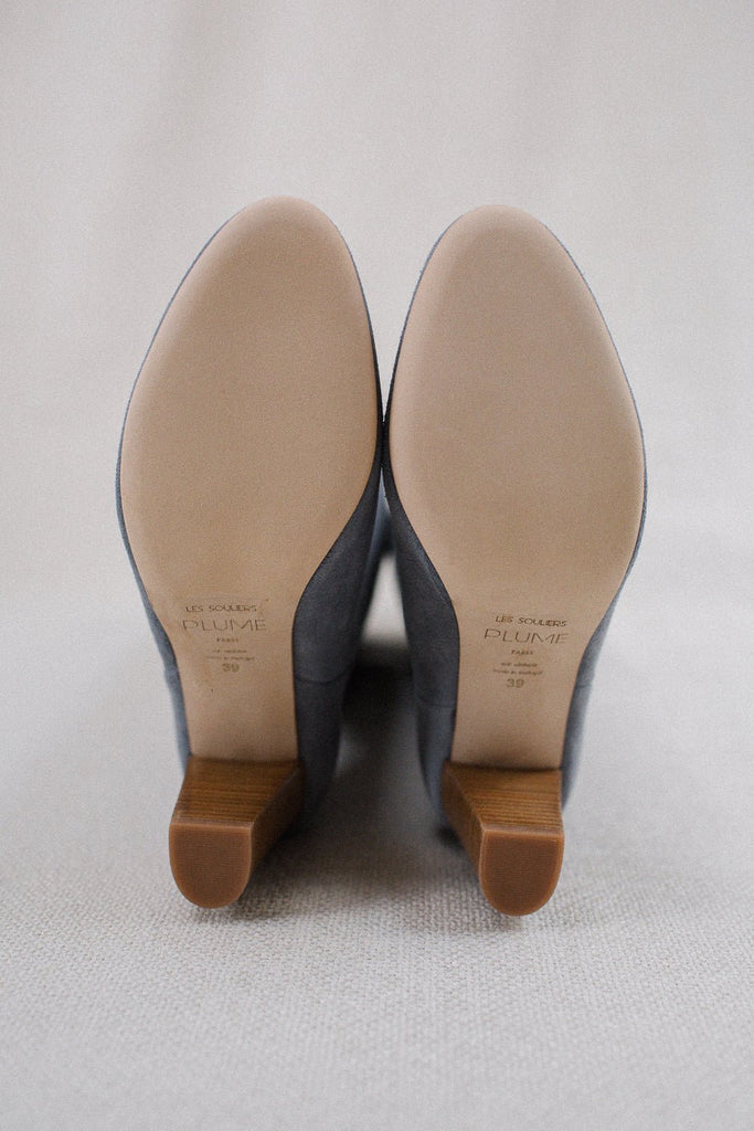 Bottes Orenda Veau Velours - Bleu - Gris - Plume Paris - The Bradery