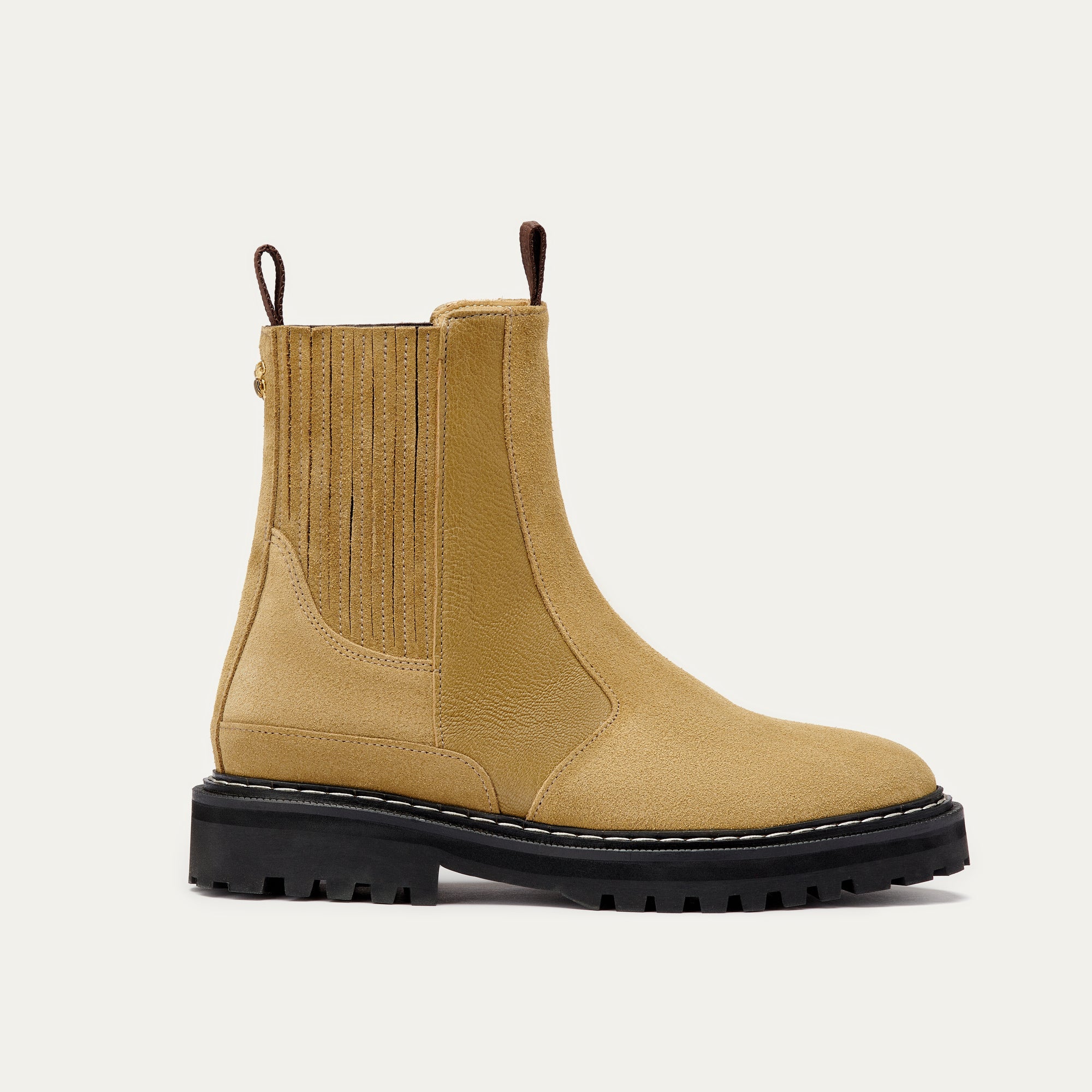 Bottines Chelsea Cuir Ziggy Olive Et Greige