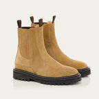 Bottines Chelsea Cuir Ziggy Olive Et Greige