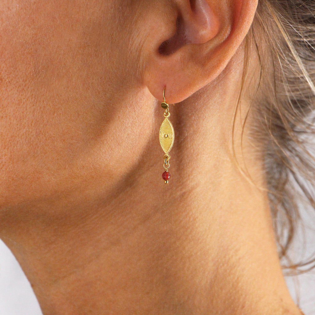 Boucles D'Oreilles Mini Eyes Grenat - Or/ Grenat Boucles d'Oreilles Nilaï