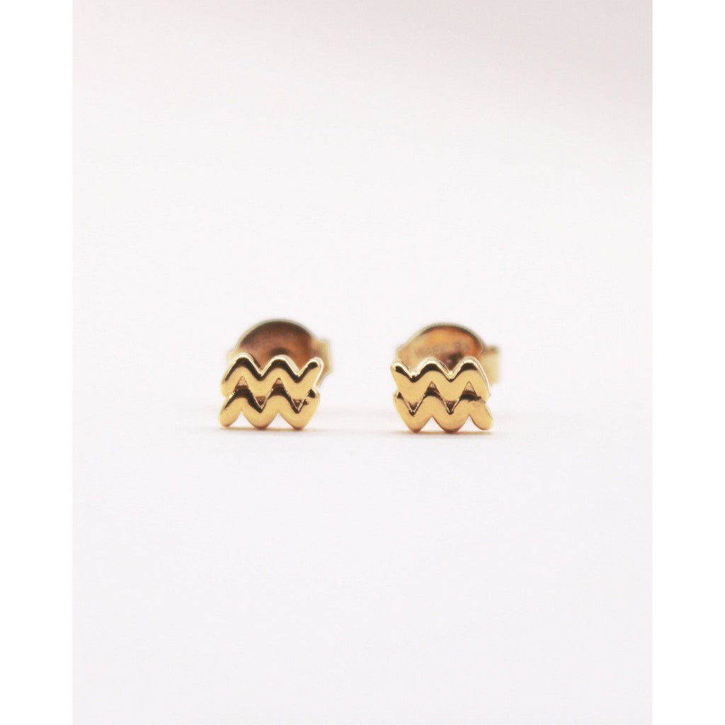 Boucles D’Oreilles Zodiaque Verseau Or Jaune - Boucles D’Oreilles - Waekura - The Bradery