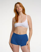 Boxer Menstruel Côtelé Bleu