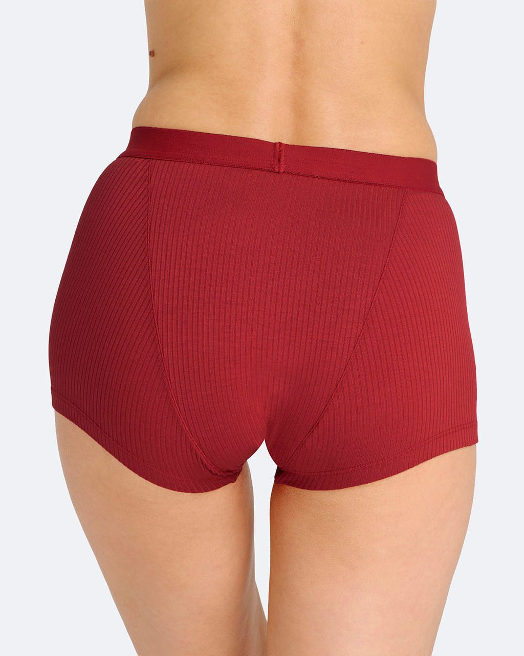 Boxer Menstruel Côtelé Rouge