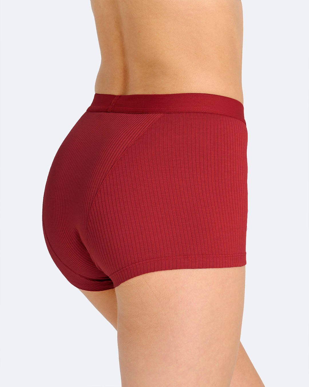 Boxer Menstruel Côtelé Rouge