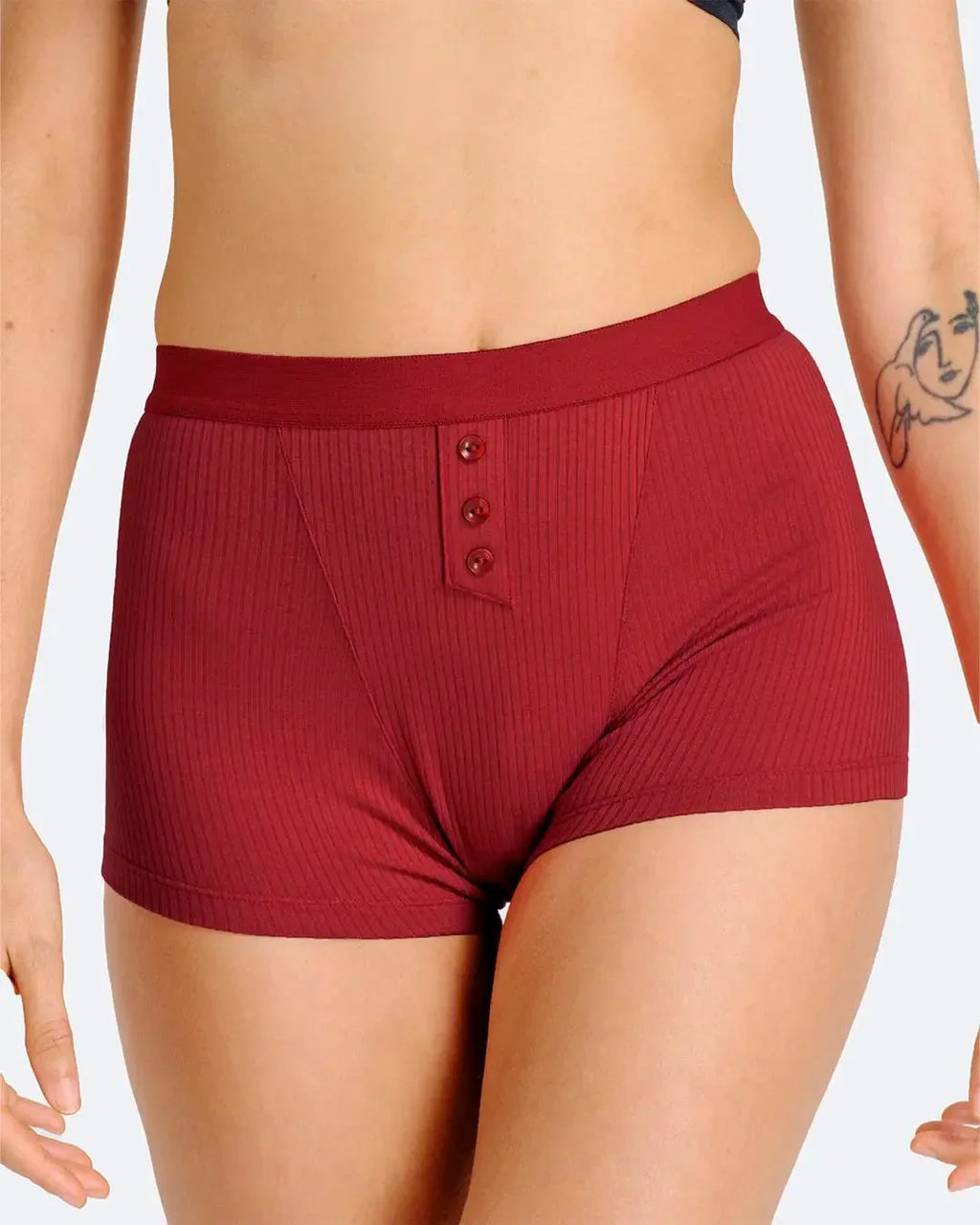 Boxer Menstruel Côtelé Rouge