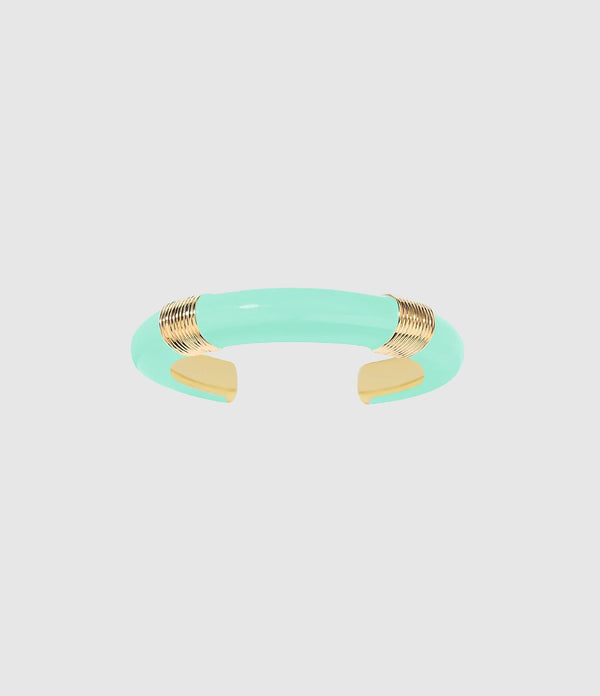 Aurelie Bidermann - Jonc Katt Résine Baby Blue Métal Doré - Femme