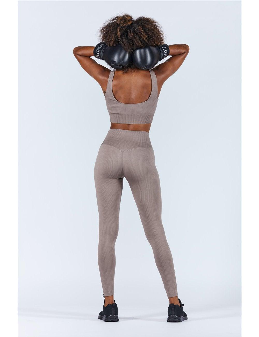 Brassière de Sport Maintien Fort gris vu de dos