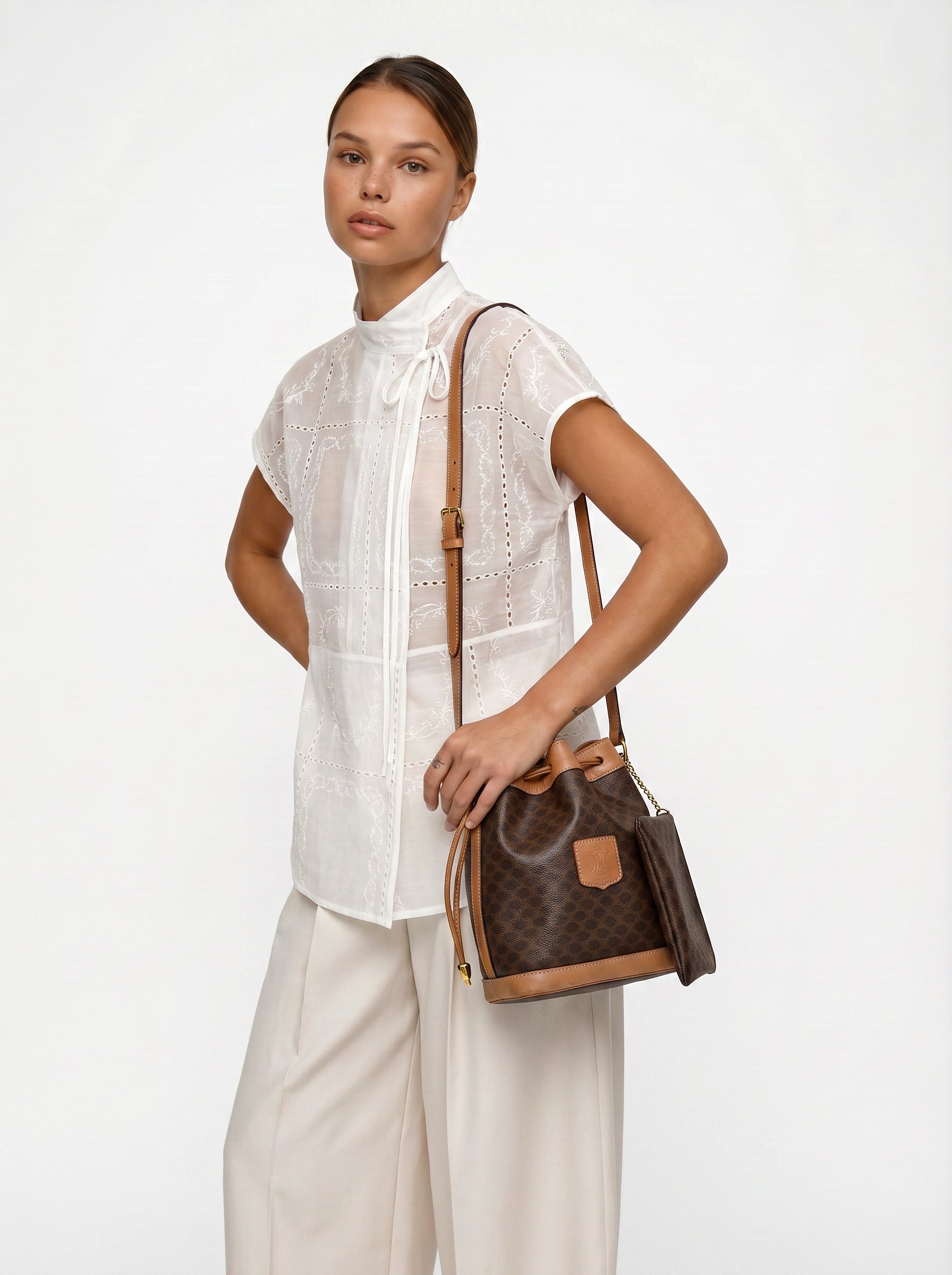 Céline Bucket Toile Macadam Vintage Small
