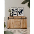 Buffet 2 Portes Coulissantes Et 3 Tiroirs Centraux L140cm - Manzano - Décor Bois