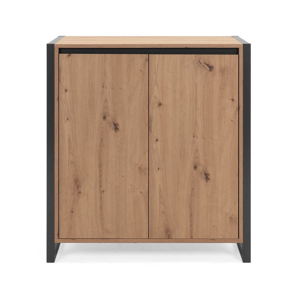 Buffet 2 Portes Coulissantes Et 3 Tiroirs Centraux L140cm - Manzano - Décor Bois