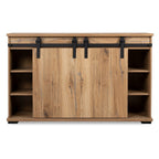 Buffet 2 Portes Coulissantes Et 3 Tiroirs Centraux L140cm - Manzano - Décor Bois